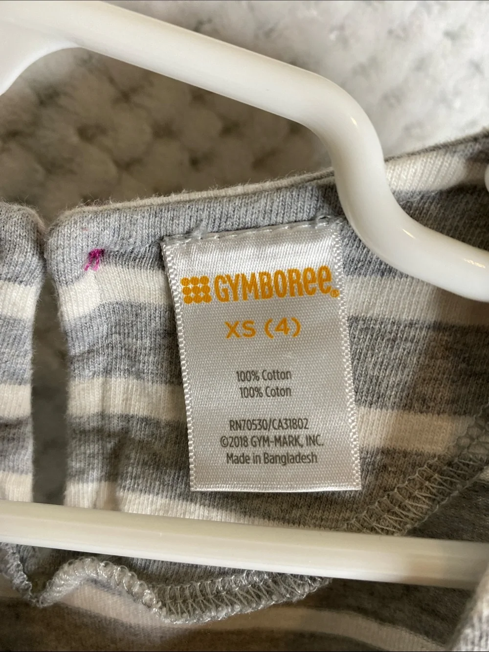 Gymboree Gray & Off White Striped Floral Long Sleeve Knit Dress